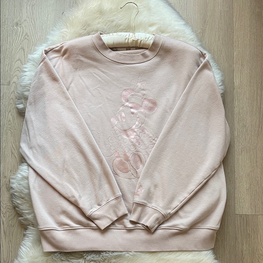 GAP Light Pink Minnie Mouse Embroidered Sweatshirt